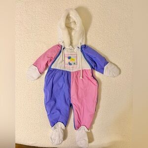 Vintage 90’s Color Block “The Cuddle Club” 3/6 Months Winter Snowsuit